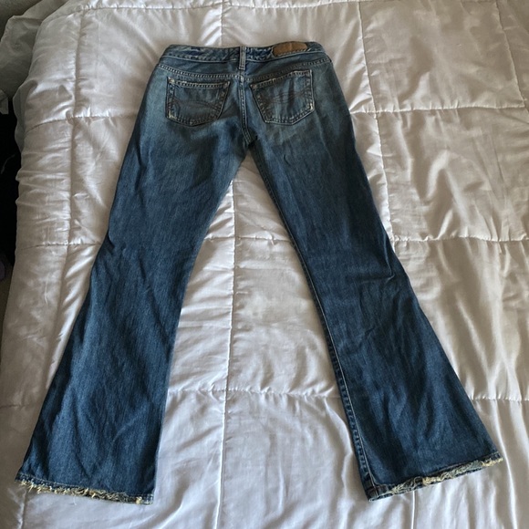 Vintage Abercrombie & Fitch Denim ripped low rise mixed wash jeans size 00S - Picture 2 of 3